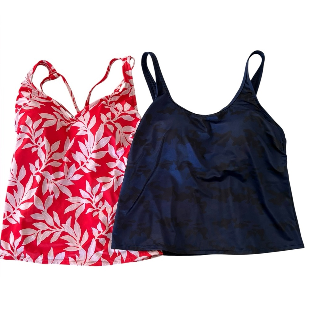 All in Motion Tankini Top Bundle Size 20W New Red and Blue